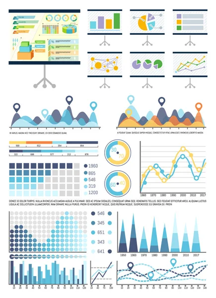 Beyaz tahta Infocharts ve Infographics veri ile — Stok Vektör