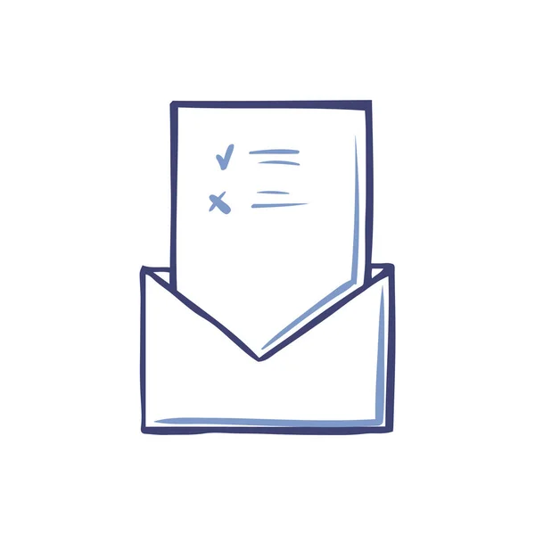 Envelope com página de votação aberta Vetor isolado — Vetor de Stock