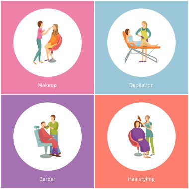 Berber Dükkanı, makyaj, balmumu Depilasyon, saç şekillendirme