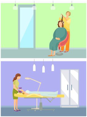 Makyajcısı ve saç şekillendirme Kuaför vektör