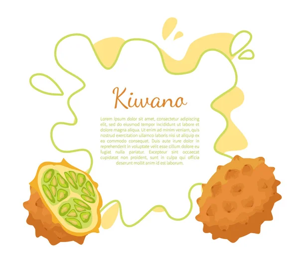 Kiwano esotico succosa frutta vettore isolato Poster — Vettoriale Stock
