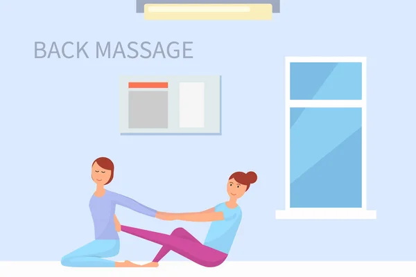 Massage Rückenbehandlung Therapie Masseurin Vektor — Stockvektor