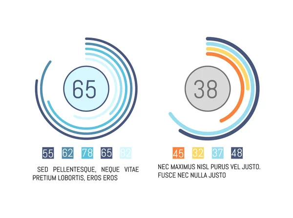 데이터, 숫자와 수치 정보 원형 다이어그램 — 스톡 벡터