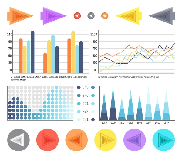 Fluxogramas com dados e linhas de tempo visualizadas —  Vetores de Stock