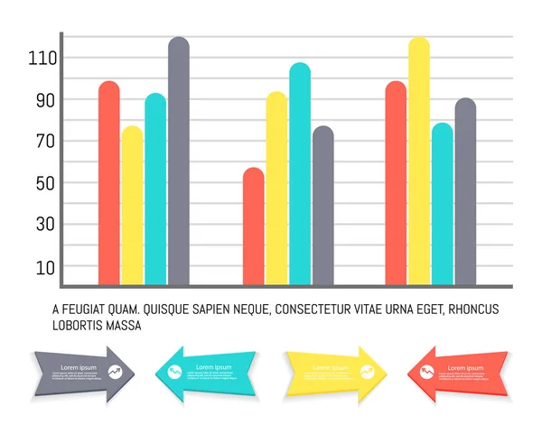 Infografiken und Diagramme mit Pfeilspitzen-Informationen — Stockvektor