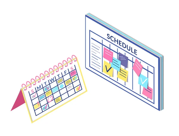 Tableau des horaires et calendrier Isolé — Image vectorielle