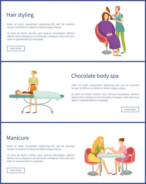 Saç stil stilist ve manikürcü posterler vektör