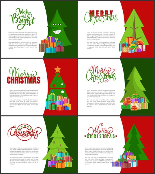 Рождественские приглашения на новогодние елки — стоковый вектор