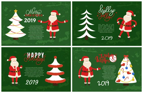 Merry Christmas ve kartpostallar Holly Jolly kümesi