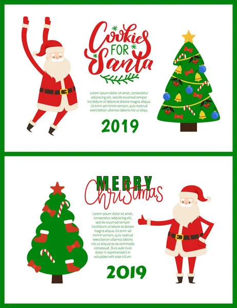 Galletas para Santa, Feliz Navidad 2019 — Vector de stock
