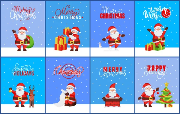 Feliz Navidad y Feliz Año Nuevo tarjetas de felicitación — Archivo Imágenes Vectoriales