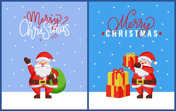 Feliz tarjeta de felicitación de Navidad con Santa Claus — Archivo Imágenes Vectoriales
