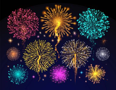 Fireworks Celebration of Holiday, Night Sky Light