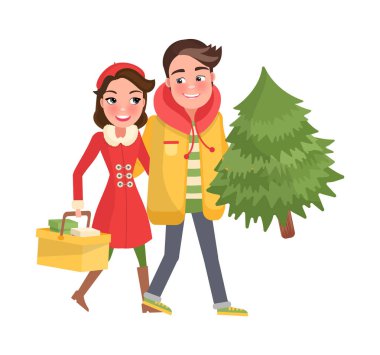 Alışveriş, Noel ağacı mutlu çift döndürür