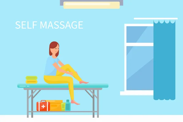 Massage Self Care and Treatment of Female Vector — Stock Vector