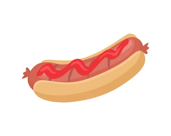 Perro caliente, Banner de estilo de dibujos animados de vectores de comida rápida — Vector de stock