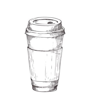 El çekilmiş kahve kağıt Kupası vektör tek renkli simge