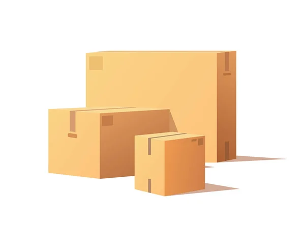 Closed Boxes Mockups, Post Containers for Delivery — Stock Vector