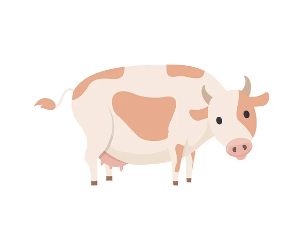 Cow Isolated Emblem in Cartoon Style Vector Icon — 图库矢量图片