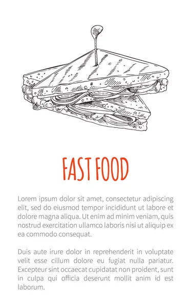 Fast Food Sandwich Poster Vector Illustration — Stock Vector