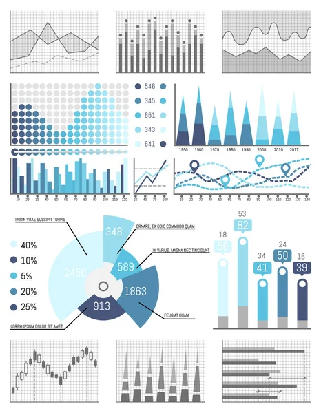 Unternehmen, Datenflussdiagramme visuelle Informationspräsentation — Stockvektor