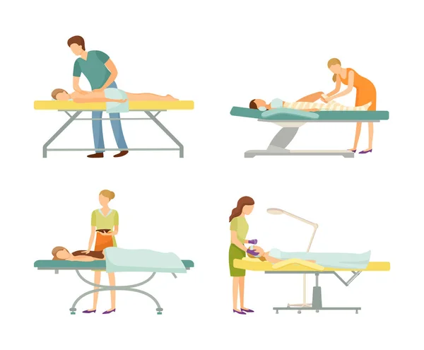 Spa Salon Massage et enveloppement corporel Icônes Set vectoriel — Image vectorielle