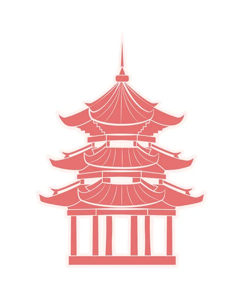 Templo chino con etiqueta engomada de viaje de pagoda aislado — Vector de stock