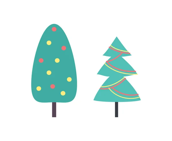 Árvore de Natal Decorada com Brinquedos Set Vector — Vetor de Stock