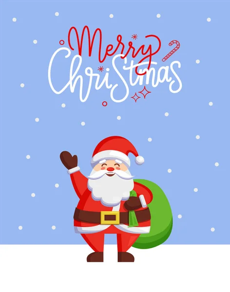 Joyeux Noël carte de voeux avec le Père Noël — Image vectorielle