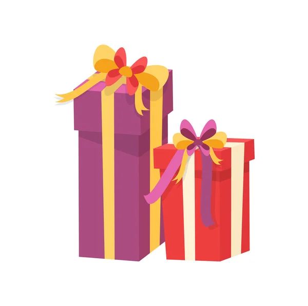 Kerstcadeaus verpakt in geschenkdozen. Vector — Stockvector