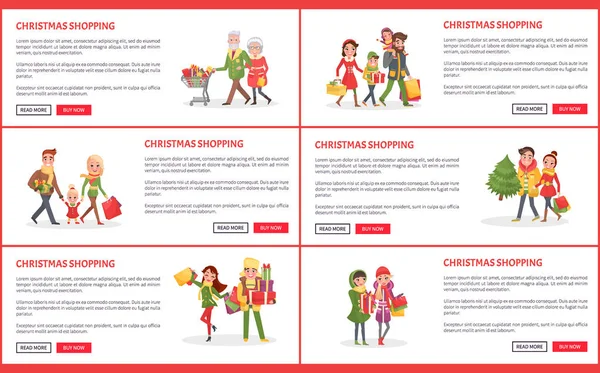 Vacanze di Natale Shopping Pagine Web con testo — Vettoriale Stock