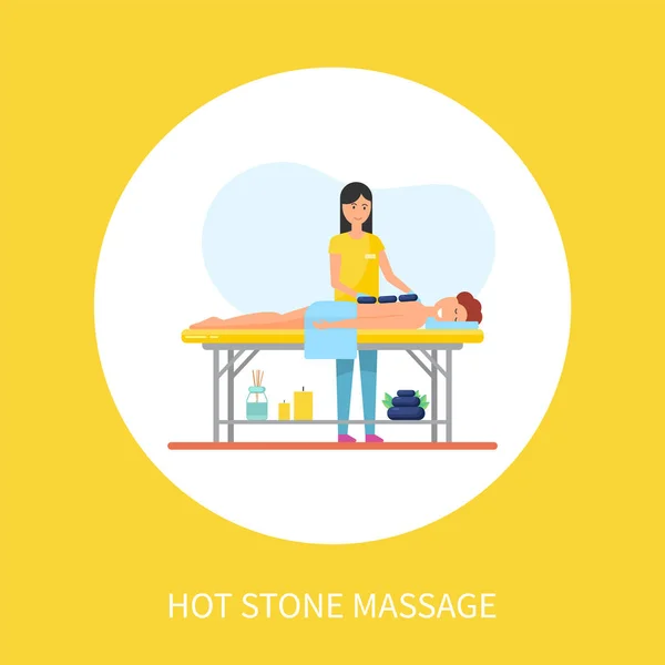 Hot Stone Massage Asian Technique with Heat Method — Stock Vector