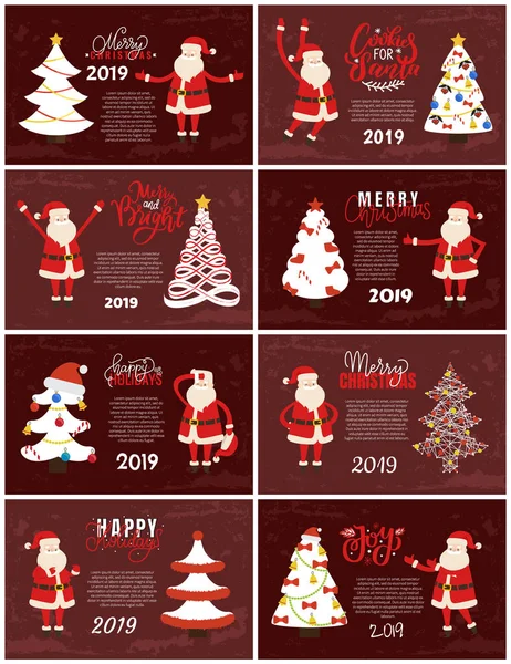 Merry Christmas and Happy New Year Greeting Cards — Stock Vector