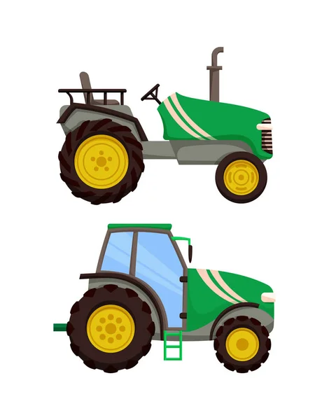 Traktor-Symbole setzen Maschinen-Vektor-Illustration — Stockvektor