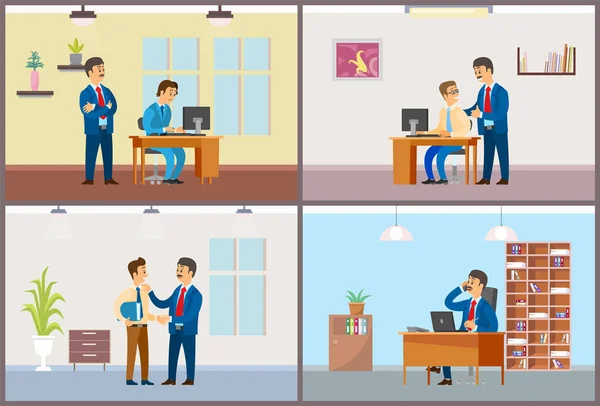 Робота в офісі розпорядок, бос і працівника — стоковий вектор