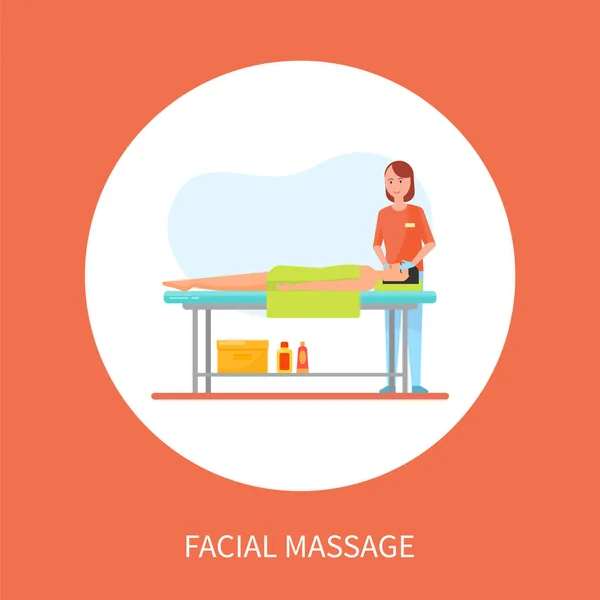 Bannière de bande dessinée de session de massage médical facial — Image vectorielle