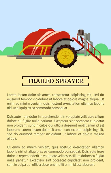Trailed Sprayer Poster Text Vector Illustration — Stock Vector