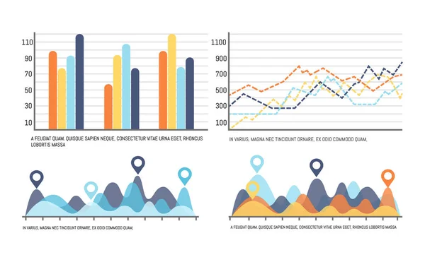 Infografik mit Kurven, steigende Datenergebnisse — Stockvektor