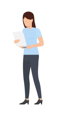 Belge kağıtları vektör çizim tutan kadın