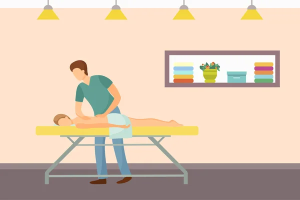 Massage et Masseur en uniforme Spa Salon Vector — Image vectorielle