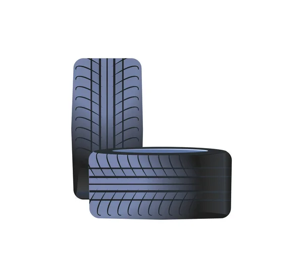 Tire auto wielen gemaakt van rubbermateriaal, banden — Stockvector
