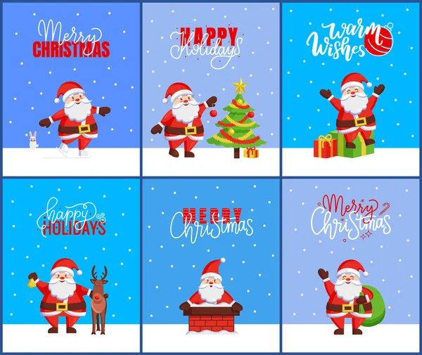 Feliz Navidad y Feliz Año Nuevo tarjetas de felicitación — Vector de stock