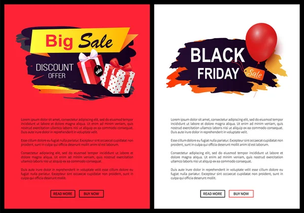 Tags de vente Black Friday, Badges publicitaires Cadeaux — Image vectorielle