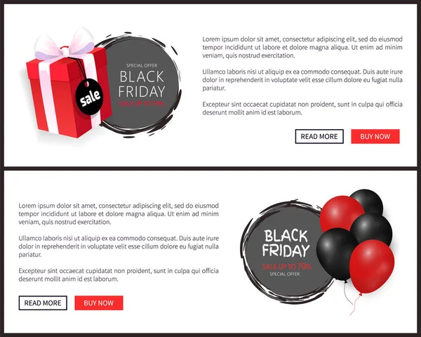 Vente Black Friday, Bouquet de ballons à air, Coffret cadeau — Image vectorielle