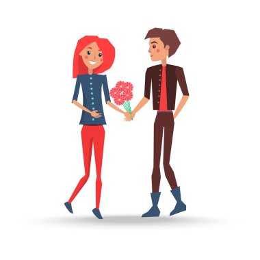 Adam arkadaşına güzel buket sunar