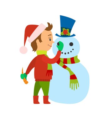 Noel tatili, kardan adam çocukla tatiller