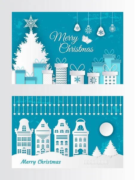 Neşeli Noel tebrik kartı kağıttan yapılmış kesmek