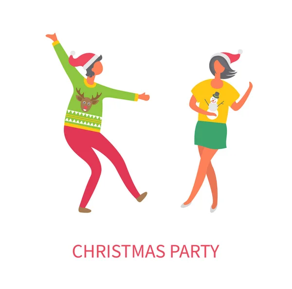 Vánoční večírek přátel ženy tančí spolu — Stockový vektor