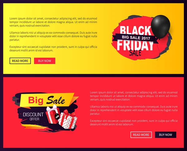 Grande vente sur Black Friday Promo étiquettes avec ballon — Image vectorielle