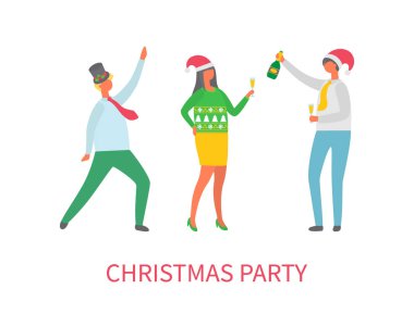 Noel partisi insanlar arkadaş birlikte dans